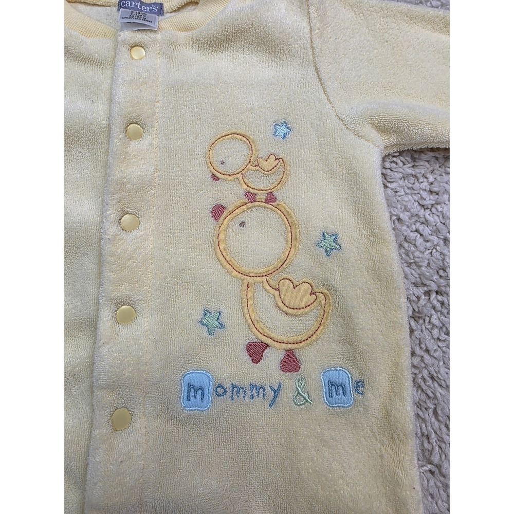 Carter's 3M Yellow Footed Pajamas Mommy & Me Duck Embroidered Baby Sleepwear - Picture 2 of 7